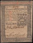 London Coins : A165 : Lot 1074 : USA Obsolete Notes, Pennsylvania Colonial Currency 20 Shillings FR#PA-169 dated 1st October 1773 pri...