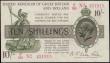 London Coins : A165 : Lot 172 : Treasury Ten Shillings Fisher T26 issued 1919 series No. with dash F/99 451915, pressed, GEF looks a...