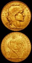 London Coins : A165 : Lot 2155 : France 20 Francs Gold (2) 1910 KM#857, 1914 KM#857 both UNC and lustrous