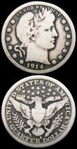 London Coins : A165 : Lot 3803 : USA (2) Quarter Dollar 1914S Breen 4216 VG, scarce, 5 Cents 1883 with CENTS Breen 2535 GVF