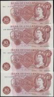 London Coins : A165 : Lot 403 : Ten Shillings Hollom QE2 portrait & seated Britannia Red/Brown 1963 issues (4) comprising B294 s...