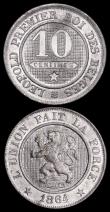 London Coins : A166 : Lot 2638 : Belgium (3) 10 Centimes (2) 1864 KM#22 DES BELGES A/UNC, 1898 KM#43 DER BELGEN EF, 1898 KM#42 DES BE...
