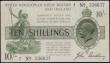 London Coins : A167 : Lot 1284 : Ten Shillings Bradbury T18 Third Issue Dash in No. 1918 serial number A/7 336637 and A being the onl...