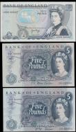 London Coins : A167 : Lot 1375 : Five Pounds Fforde & Page (3) comprising Fforde QE2 portrait & seated Britannia B314 issue 1...