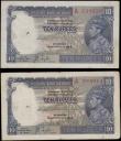London Coins : A167 : Lot 1519 : India Reserve Bank 10 Rupees King George VI portrait in profile Pick 19a ND 1937 issues bearing the ...