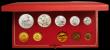 London Coins : A167 : Lot 297 : South Africa Proof Set 1973 toned nFDC in the Red SAM box of issue, 10 coin set with gold 2 Rand and...