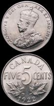 London Coins : A168 : Lot 1987 : Canada 5 Cents 1922 KM#29 UNC and lustrous, Canada - Newfoundland 10 Cents 1890 KM#3 About VF with s...