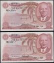 London Coins : A168 : Lot 225 : Malawi Reserve Bank 1 Kwacha Pick 10c dated 31st January 1975 (2) a consecutively numbered pair seri...