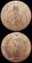 London Coins : A168 : Lot 906 : Halfpennies 18th Century (2) Westmoreland (now Cumbria) 1794 Kendal, Obverse: a cypher R&D crest...