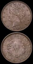 London Coins : A169 : Lot 1113 : USA (2) 5 Cents 1891 Breen 2549 EF with a few contact marks on the head and  USA Dime 1892 Breen 347...