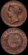 London Coins : A170 : Lot 1212 : Straits Settlements (2) One Cent 1845 KM#3, Half Cent 1845 KM#2 both EF toned with some contact mark...