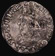 London Coins : A171 : Lot 1253 : Shilling Charles I Group D, Fourth Bust, type 3a, No inner circles, Reverse: Round garnished shield ...
