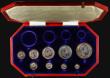 London Coins : A171 : Lot 336 : Proof Set 1902 a part set (9 coins) comprising Crown, Halfcrown, Florin, Shilling, Sixpence, and Mau...