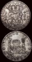 London Coins : A171 : Lot 668 : Mexico 8 Reales (2) 1755 Mo MM KM#104.2 About VF, 1771 Mo FM KM#105 Fine, both with  some old scratc...