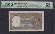 London Coins : A173 : Lot 151 : India 5 Rupees George VI ND(1937)  serial J/33 529666 Pick 18a PMG 63 Choice Uncirculated, (staple h...