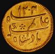 London Coins : A174 : Lot 1302 : India - Bengal Presidency Gold Quarter Mohur AH1204/19, with oblique edge milling KM#100 UNC or near...