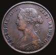 London Coins : A175 : Lot 2134 : Mint Error - Mis-Strike Halfpenny Victoria Bun Head Obverse 7 Brockage, VF in an LCGS holder and gra...
