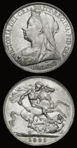 London Coins : A175 : Lot 2422 : Crowns (2) 1895 LVIII ESC 308, Bull 2598, Davies 513 dies 2A, VF, 1897 LXI ESC 313, Bull 2603 Good F...