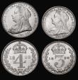 London Coins : A175 : Lot 2672 : Maundy Set 1899 ESC 2514, Bull 3557, UNC and lustrous, the Twopence with some small rim nicks