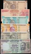 London Coins : A176 : Lot 186 : India, Reserve Bank of India serial number 000008 matching set recent issue 10 Rs 74E 000008, 20 Rs ...