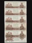 London Coins : A176 : Lot 55 : One Pound Fisher T31 (5) Control Note Z1/27 359017, and serial numbers K1/58 964924, N1/42 298881, N...
