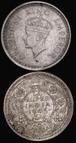 London Coins : A176 : Lot 930 : India (2) Quarter Rupee 1945 Bombay, Large 5 in date KM#547 EF toned the reverse with two small spot...