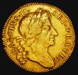 London Coins : A177 : Lot 1570 : Guinea 1679 Fourth Laureate bust, double struck O in CAROLVS S.3344 Fine, the reverse with a strikin...