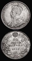 London Coins : A177 : Lot 899 : Canada (2) 50 Cents 1919 KM#25 VF with some small edge nicks, 25 Cents 1914 KM#24 NEF with attractiv...