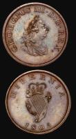 London Coins : A177 : Lot 986 : Ireland Halfpennies (2) 1805 (2) S.6621 the first EF/GEF with an attractive blue tone, the second Ab...