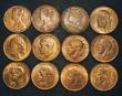 London Coins : A178 : Lot 2000 : Pennies (12) 1860 Toothed Border Freeman 15 dies 4+D VF, 1862 Fine, cleaned, 1879 Good Fine, 1902 (2...