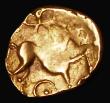London Coins : A180 : Lot 1139 : Celtic Gold Quarter Stater Iceni, Irstead type, Obverse: Latticed square design, Reverse: Horse righ...
