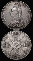 London Coins : A180 : Lot 1293 : Double Florin 1888 Second I in VICTORIA an inverted 1 ESC 397A, Bull 2700 (2) the first Fine, the se...