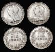 London Coins : A180 : Lot 1770 : Sixpences (3) 1893 Veiled Head ESC 1762, Bull 3285, Davies 1180 dies 1A, AU/UNC the reverse lustrous...