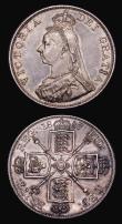London Coins : A181 : Lot 1633 : Double Florin 1887 Arabic 1 ESC 395, Bull 2697 NEF