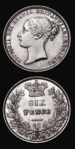 London Coins : A181 : Lot 2102 : Sixpences (2) 1866 ESC 1715, Bull 3213, Die Number 36 About EF, the reverse with attractive tone, 18...