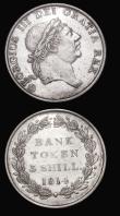 London Coins : A181 : Lot 2308 : Three Shilling Bank Token 1814 ESC 422, Bull 2083 NVF/VF, One Shilling and Sixpence Bank Token 1813 ...