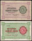 London Coins : A181 : Lot 406 : Seychelles (2) 5 Rupees 1st August 1954 VG A/4 99551 and 10 Rupees 1st January 1967 Fine A/4 27662