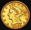 London Coins : A182 : Lot 1383 : USA 2½ Dollars Gold 1903 Breen 6324 NEF cleaned, the obverse harshly so