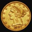 London Coins : A182 : Lot 1391 : USA Five Dollars Gold 1883 Breen 6723 VF with some contact marks