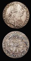 London Coins : A182 : Lot 3014 : Shillings (2) 1745 LIMA ESC 1205, Bull 1724 Good Fine, 1787 Hearts ESC 1225, Bull 2129 Good Fine/NVF...