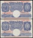 London Coins : A182 : Lot 38 : One Pounds Peppiatt blue B249 issued 1940 series (2) R60E 108788 and last series X39H 734934 both UN...