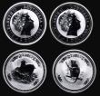 London Coins : A182 : Lot 482 : Australia 2 Dollars 2 oz .999 Silver (5) 1999 Year of the Rabbit, 2001 Year of the Snake KM537, 2002...