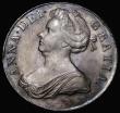 London Coins : A183 : Lot 1436 : Crown 1707 Roses and Plumes ESC 102, Bull 1343 VF cleaned, now artificially toned with some adjustme...