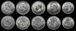 London Coins : A183 : Lot 2566 : Halfcrowns and Florins (9) Halfcrowns (4) 1887 Jubilee Head GEF/AU and lustrous, 1915 GVF, 1944 A/UN...