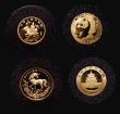 London Coins : A183 : Lot 2687 : China Small Gold (4) 20 Yuan Gold Panda 2002 1/20th oz. Gold Proof FDC, Ten Yuan 1993 Marco Polo KM#...