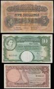 London Coins : A183 : Lot 78 : East Africa (3) 10 Shillings (1958-60) 4 signatures Pick 38 N12 prefix Fine, 5 Shillings Nairobi 1st...