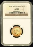 London Coins : A185 : Lot 2522 : Half Sovereign 1918P, Marsh 534, S.4008, in an NGC holder and graded AU55, Rare, rated R3 by  Marsh,...
