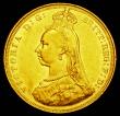 London Coins : A185 : Lot 2917 : Sovereign 1887 Jubilee Head, Small, spread J.E.B. Marsh 125B, S.3866D, VF/NEF a rare and desirable t...
