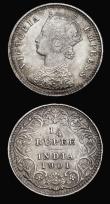 London Coins : A186 : Lot 1088 : India (2) Quarter Rupee 1901 Calcutta KM#490 NEF with some small rim nicks, scarce, Two Annas 1901 K...