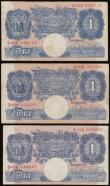 London Coins : A186 : Lot 50 : One Pound Peppiatt blue B250 issued 1940 scarce replacement series (3) prefixes S05D, S02H and S12H ...